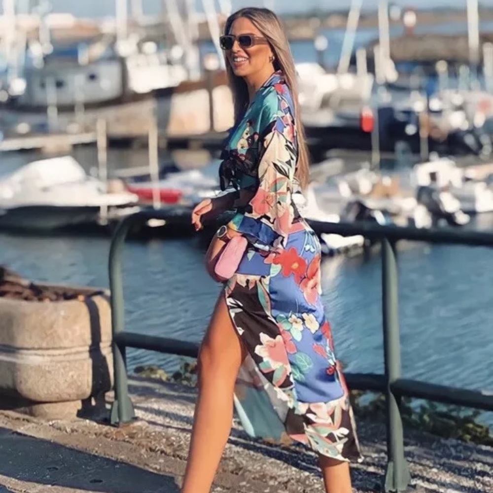 Zara 2 Piece Multicolored Floral PrintTop & Skirt  Co Ord Set Size XS
